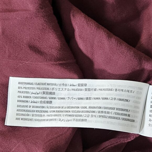 Abercrombie & Fitch Wrap Dress Women PL Wine Beige Mini Lined Ties Dainty Floral - Picture 12 of 16